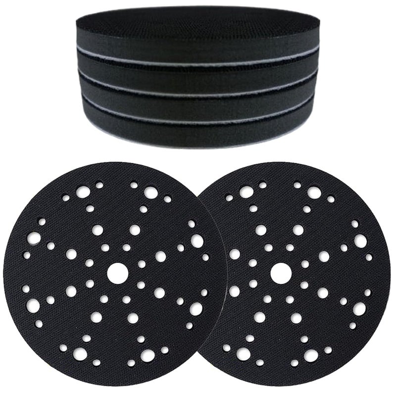 Crossarctic 6-Inch Sanding Interface Pads, Hook and Loop, 5 Pack, 49-Hole Foam Buffer Backing Pads for Orbital Sander - Image 1